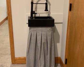 Gonna per lavandino con velcro/ Gonna per lavandino per bagno o cucina/ Tende per armadi e mensole/ Arredamento per dormitori/ Tende per dormitori/ Gonna per lavandino di servizio