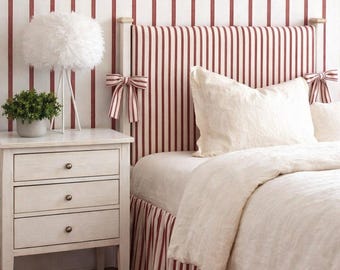 Falda de cama con volantes y rayas / Estilo rústico artesanal (Hecha por encargo)