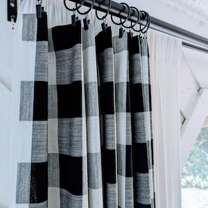 Buffalo Check Curtains/ Rod Pocket Curtains/ Home Decor/ Light Filtering Curtains/ Linen Curtains/ Farmhouse Decor