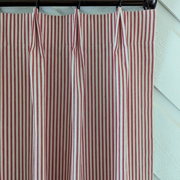 Ticking Stripe Cafe Curtains/ Sink Skirt. Farmhouse Decor, Multiple colors. Pleated Curtains and Valances