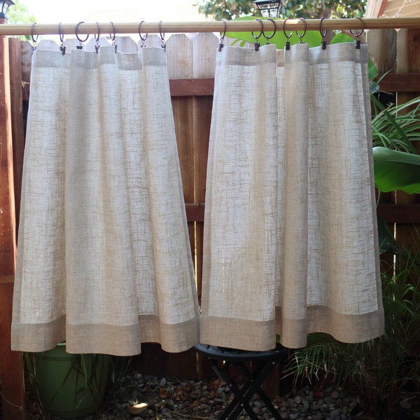 Linen Cafe Curtain/ Farmhouse, Industrial or Country Kitchen Style/ White Curtain/ Gray / Beige Curtains and Valances.