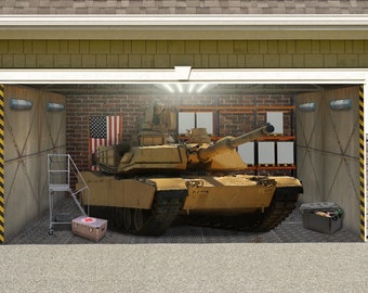 Abrams Tank Outdoor Decoration Military Army Tank Independence Day Garage Door Outside House Banner Billboard Decor