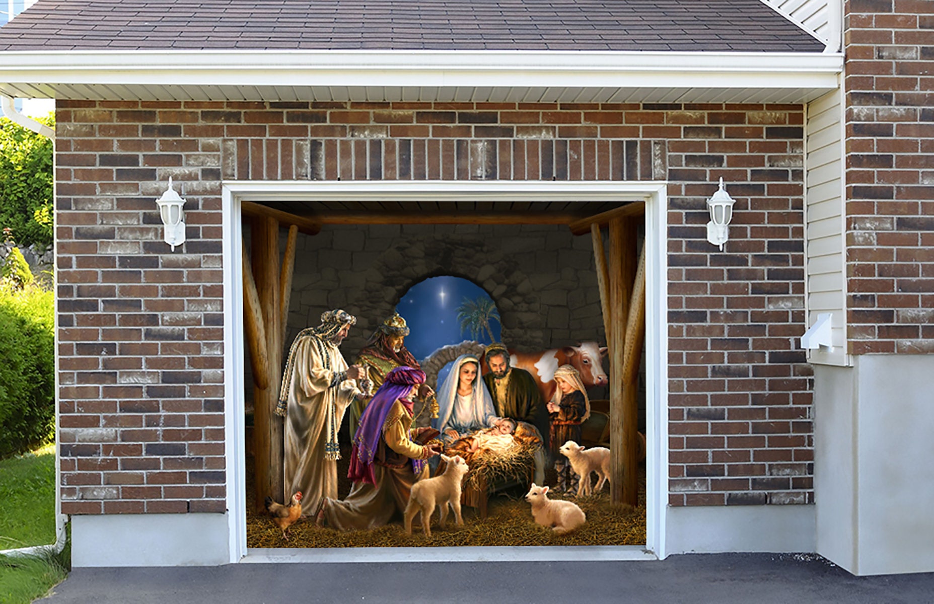 Outdoor Decoration Nativity Scene Garage Door Christmas Etsy