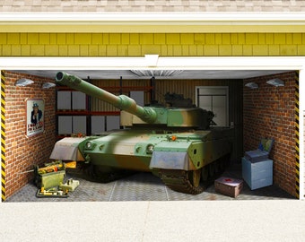 Outdoor Decoration Military Army Tank Independence Day Garage Door Outside House Banner Billboard Decor