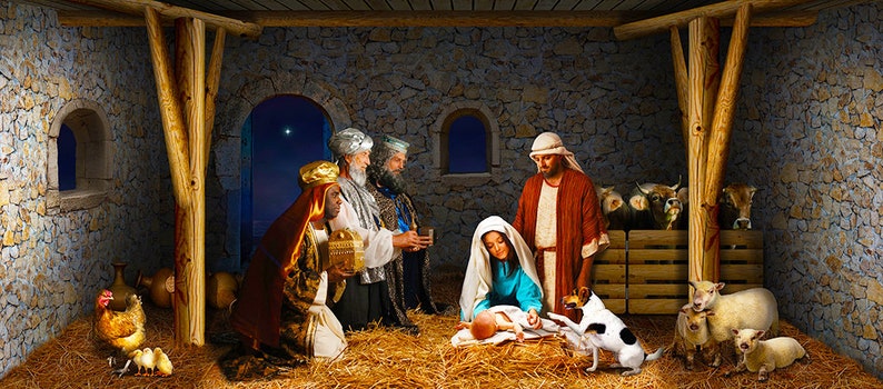 Outdoor Decoration Nativity Scene Garage Door Christmas | Etsy
