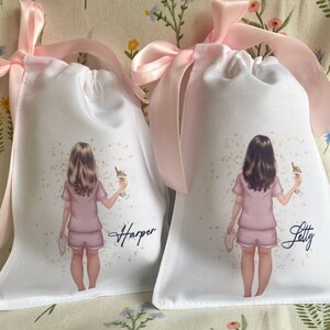Personalised bag ideal for sleepovers weddings pyjamas party pj flower girls gift idea girl kids childrens present image 3