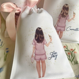Personalised bag ideal for sleepovers weddings pyjamas party pj flower girls gift idea girl kids childrens present image 1