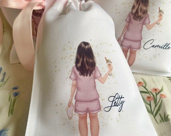 Personalised bag - ideal for sleepovers weddings pyjamas party pj flower girls gift idea  girl kids children’s present