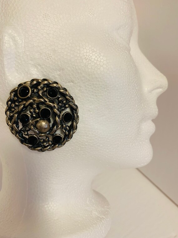 Boucles D'oreille Clip Argenté Vieilli - Style Années 40 - Occasion Très Bon état