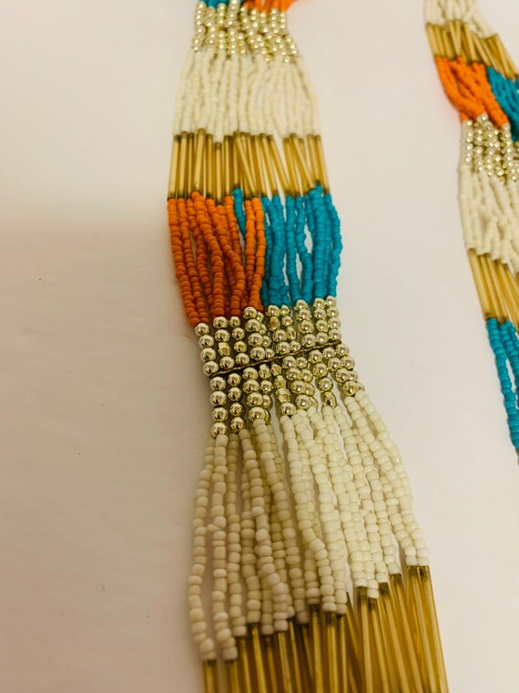 Long multi strand seed bead necklace colours of o… - image 6