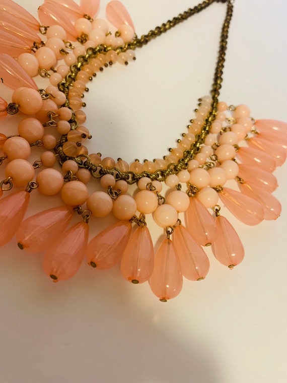 Bib style necklace with strands of 4 beads dangli… - image 5