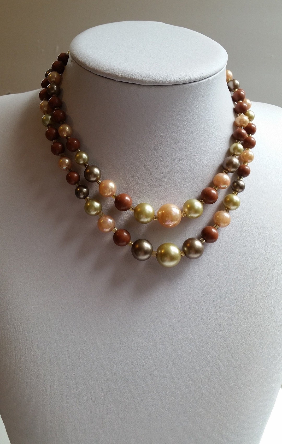 Hong Kong Stamped 2 Strand Multi Tone Necklace - Etsy