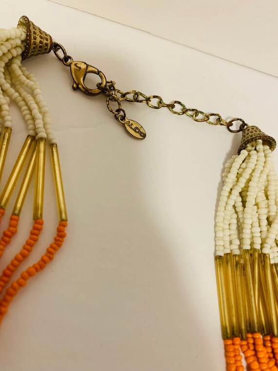 Long multi strand seed bead necklace colours of o… - image 5