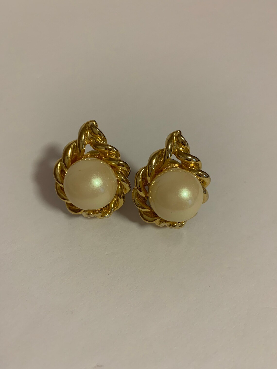 Large faux pearl clip on earrings Etsy
