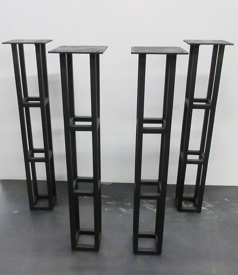 Steel Table Legs Quad Towers 4 X4 Flat Black Set Of 4