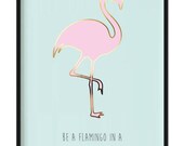 Gold Flamingo print A4