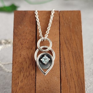 Spinning Blue Topaz Pendant Chain // Kinetic geometric nacklace Spinner // Fidget Pendant &quot;Geometric Play&quot;&quot;