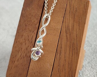 Kinetic Pendant with Amethyst and Topaz // Sterling Silver Fidget Pendant // "Spiraling"