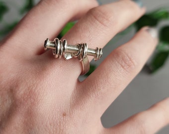 Anillo antiestrés de plata esterlina // Anillo antiestrés inusual // Anillo antiestrés // "Torres de Hanói"