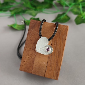 Kinetischer Herz Anhänger mit Rosa und weißem Saphir // Spiel Anhänger aus Sterling Silber mit Magneten // Pinker Saphir Herz