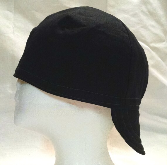 Black Welding Cap Reversible Cap Biker Cap Skull Cap Etsy