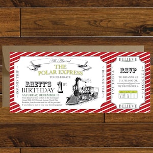 Polar Express-Zug-Ticket-Geburtstags-Einladung, digitaler Download