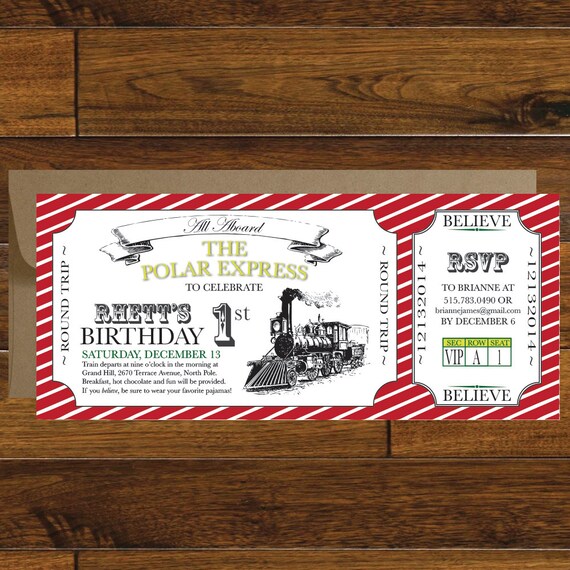 Polar Express Train Ticket Birthday Invitation Digital Download