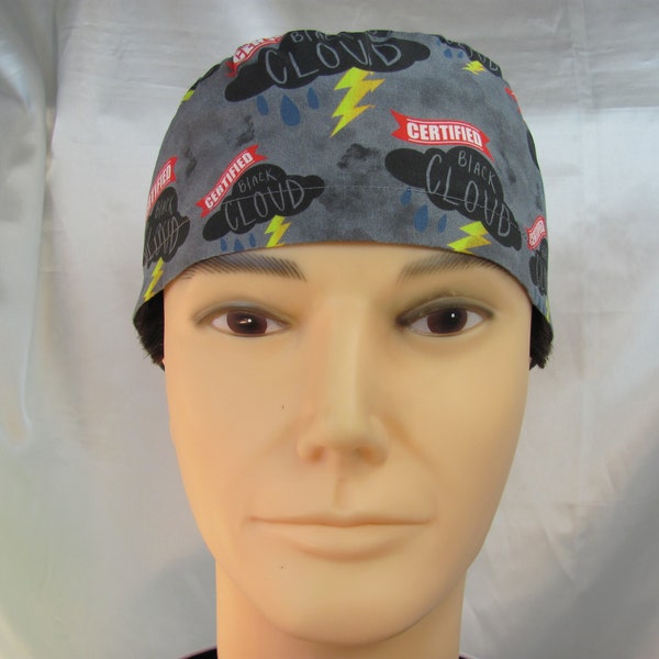 Men's Scrub Hat Black Cloud