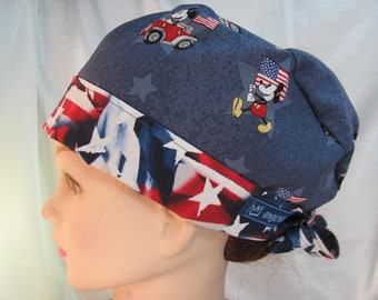 Pixie Scrub Hat Patriotic Mouse