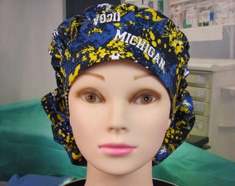Bouffant Scrub Hat Michigan Splatter