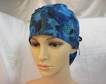 Gorro de médico con cola de caballo Flying Dragons Blue