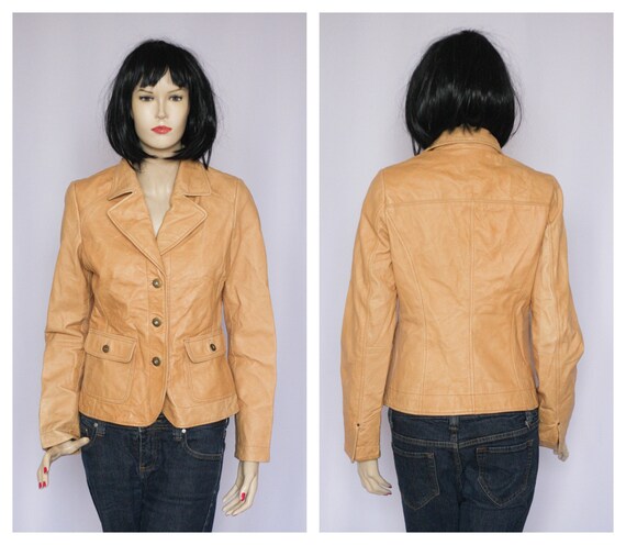 Beige leather jacket womens 2025