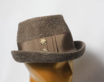 Bruine vintage wollen hoed Fedora vrouwen maat kleine hoed Wollen muts Warme muts Winterhoed Casual fedora Wollen fedora dameshoed retro hoed