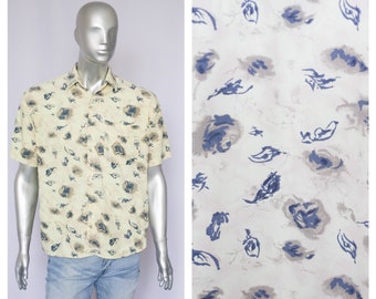 Abstract shirt Yellow shirt Men's shirt Short sleeve shirt size Medium shirt Abstract print  hippie shirt Casual shirt Hipster shirt