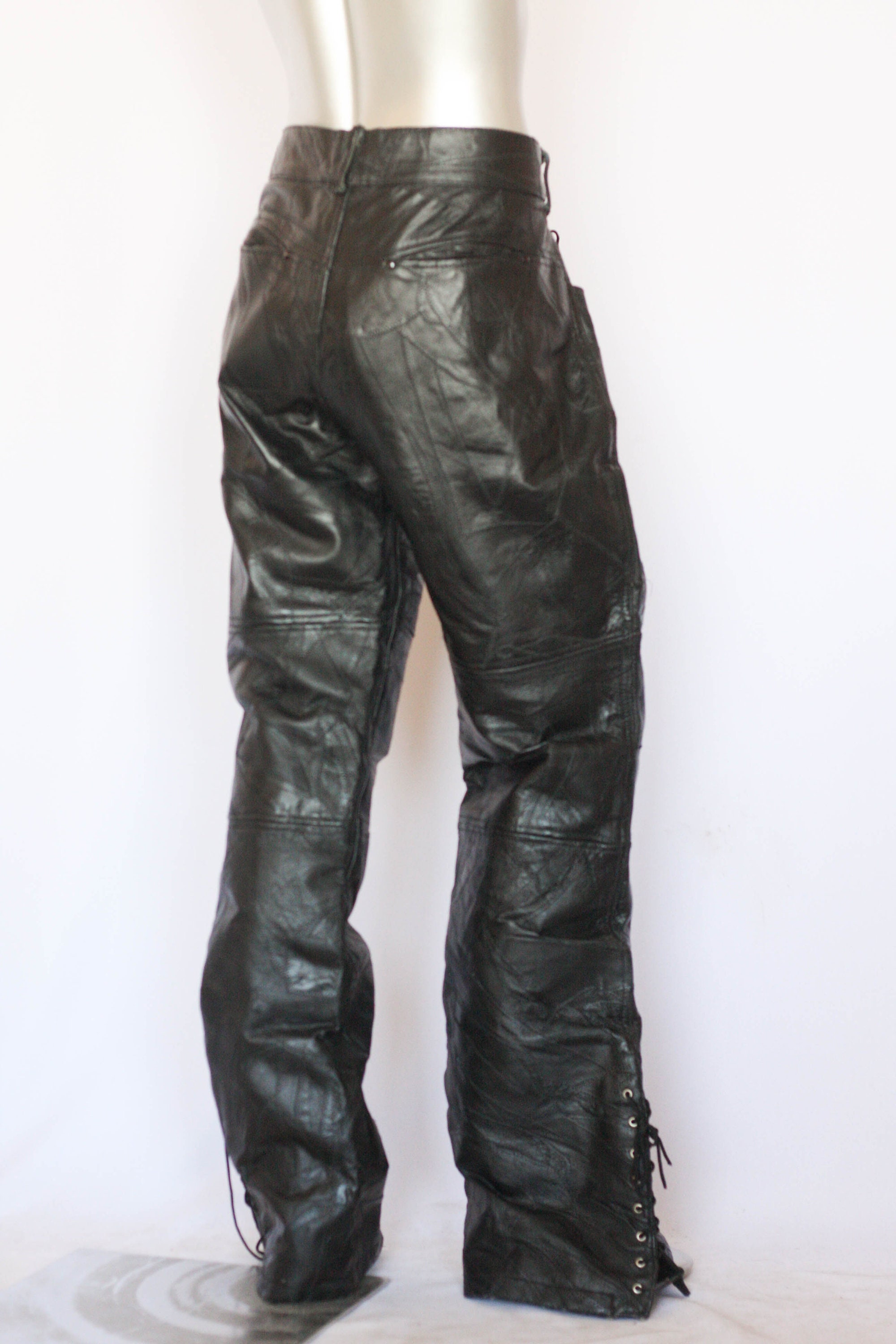 Men's Black Leather Pants Goth Trousers Biker Trousers - Etsy