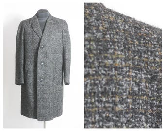 Plaid wool coat Mens coat Winter coat Wool trench Winter overcoat Oversized coat Size Large Outwear Mens overcoat  Loose coat