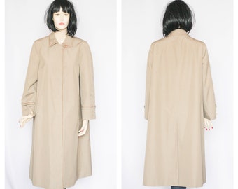 Vintage fitted trench Womens trench Spring coat Size Medium Fabric coat Cotton coat Casual coat Long coat Autumn coat Loose Lightweight