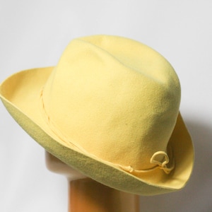 Yellow Vintage wool hat Womens fedora Size small hat Wool hat Warm hat Winter hat Casual fedora Wool fedora Ladies hat Retro hat