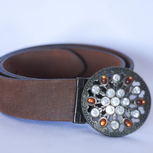 Vintage Echtleder Gürtel Damengürtel Braun Gürtel Distressed Gürtel für Kleid Leder Accessoires Western Gürtel Cowgirl Gürtel Jeansgürtel