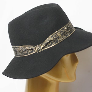 Italiano nero Classico cappello fedora Cappello da uomo Cappello da donna Fedora marrone Fedora unisex Taglia piccola Fedora da uomo Cappello vintage Cappello dorato