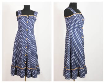 Natural Lightweight dress Summer dress blue dress Floral dress Maxi dress PArty dress Vintage dress Retro dress Boho dress Qute dress