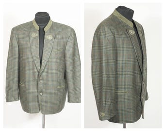 Blazer dell'Oktoberfest Blazer verde Blazer da uomo Blazer di lino Giacca autunnale Abiti primaverili Blazer folk Blazer etnico Blazer bavarese Blazer austriaco