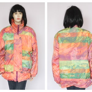 Vintage bunter Wintermantel Warme Jacke Muschelmantel Damen Skijacke Schneejacke Größe groß Winterpullover Wintermantel Skibekleidung