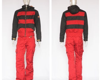 Two piece ski suit Mens ski wear Retro jumpsuit Winter suit Skiing suit Winter sports Warm suit Ski overal Snowboarding suit Winter jacket
