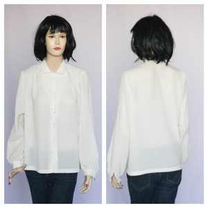 Victorian blouse Creme blouse Ivory blouse Elegant blouse Loose blouse Retro blouse Oversized blouse Womens blouse Long shirt Womns shirt