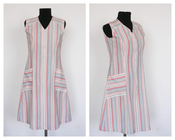 Lightweight dress Summer dress Striped dress Wrap dress Midi dress PArty dress Vintage dress Retro dress Boho dress Gypsy dress Qute dress