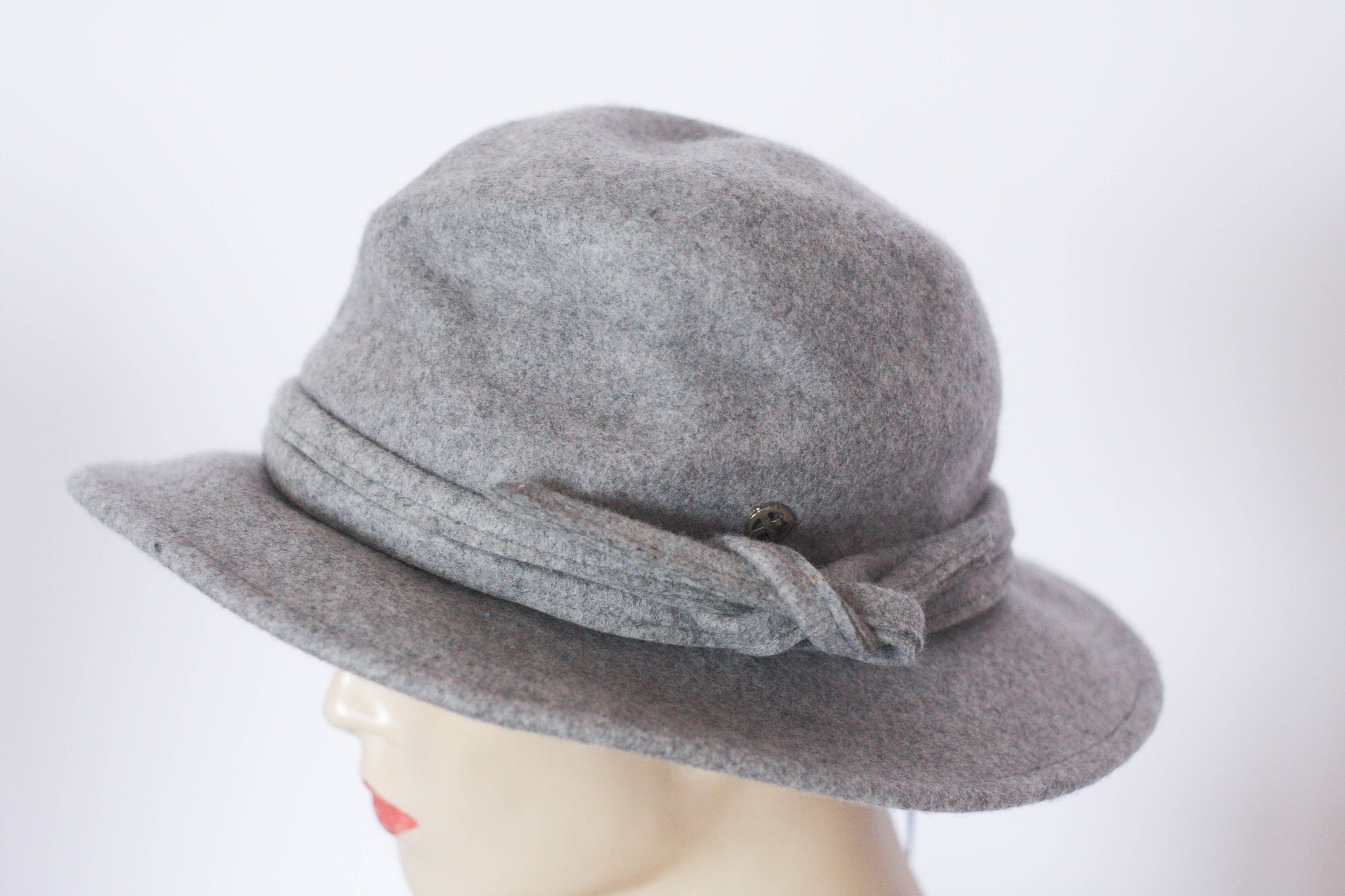 Gray Hat Vintage Hat Womens Hat Ladies Fedora Casual Fedora 