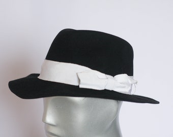 Unisex Classic fedora Hat Men's hat Womens hat Black fedora Unisex fedora Size medium Mens fedora  Vintage hat Black hat