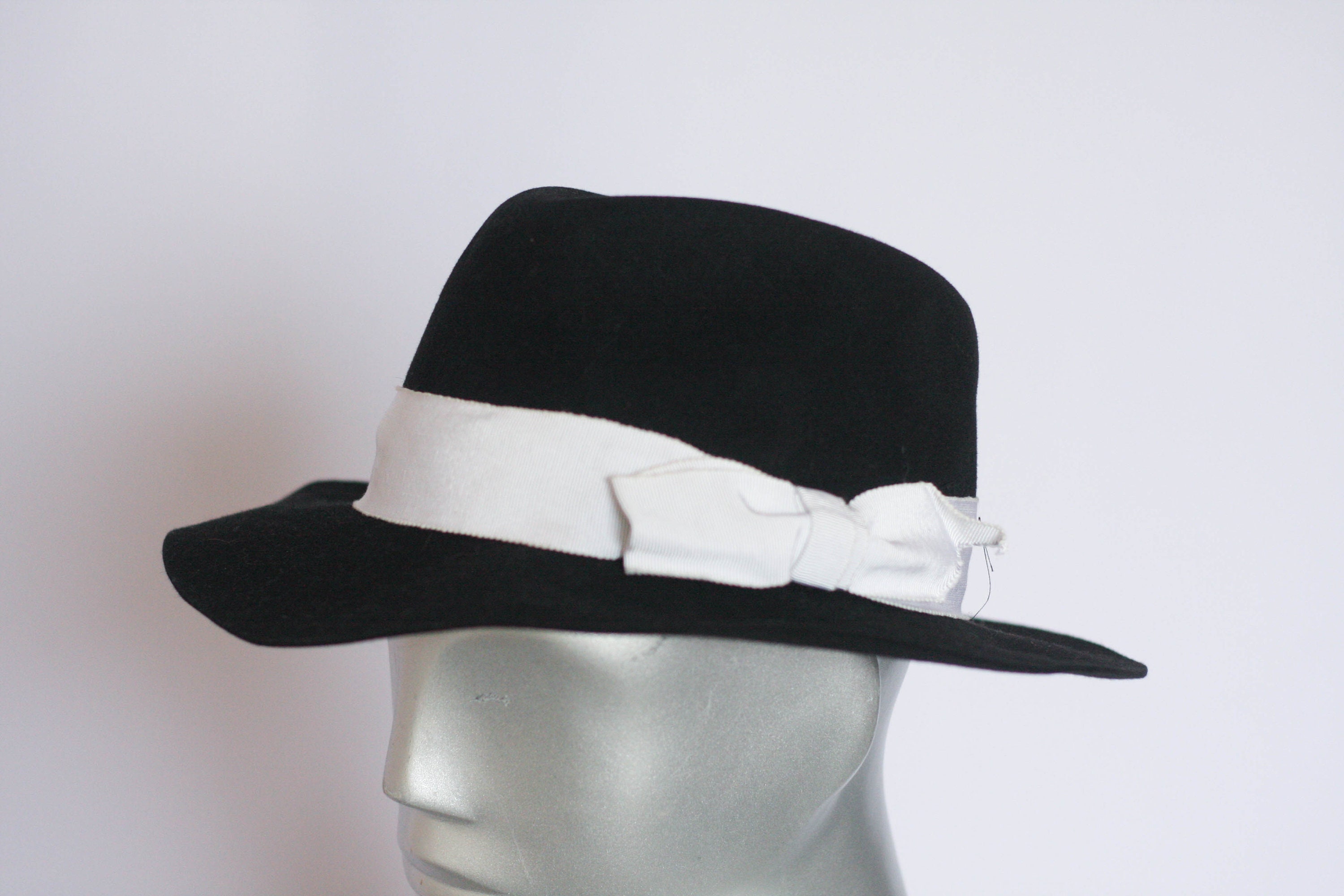 Rag & Bone $195 Abbott Fedora Black White Women\'s Hat Size M Crushable Black/White 100% Australian Wool Fedora Hat main image 3