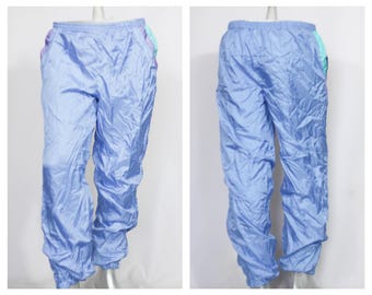 ヴィンテージ ADIDAS メンズ トラックパンツ ブルー サイズ M/L 本物の
